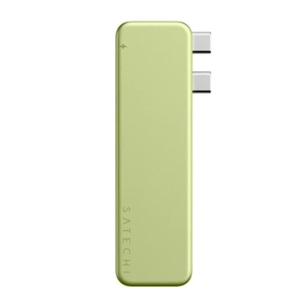 USB-C-monipistoke MacBook Neo HDMI 4K:lle, kaksoisliittimellä, Satechi sitruunavihreä