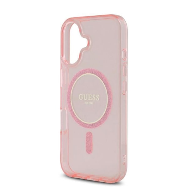 Coque för iPhone 16 MagSafe med Glittrande Cirkel Guess Rosa Rosa