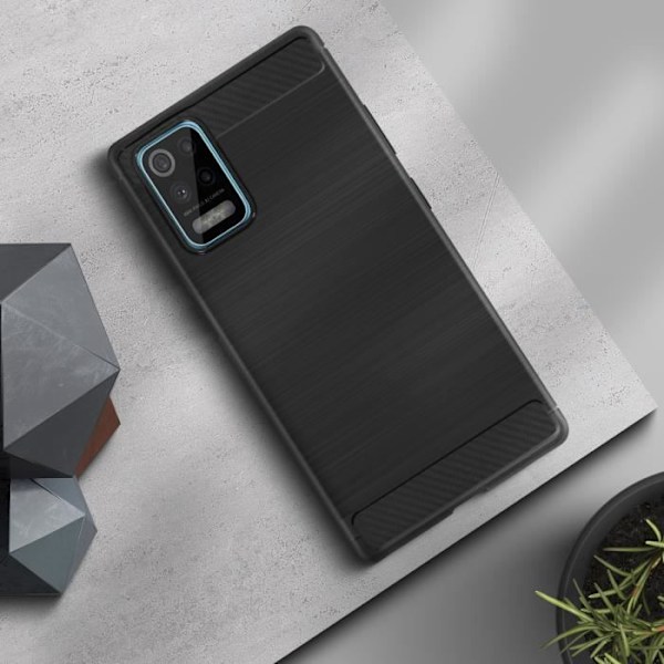 LG K62 - K52 Mjukt fodral Förstärkta hörn Kolborstad effekt Svart