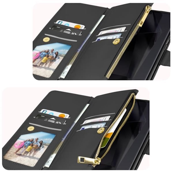 Suojakuori Samsung Galaxy S24 Ultralle - AVIZAR - Musta lompakko - Puolijäykkä - Synteettinen - Mixed Svart