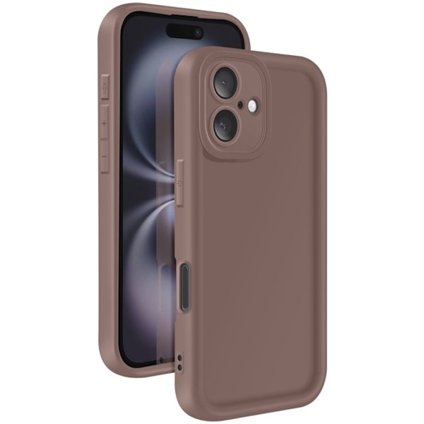 Coque til iPhone 16 Silikone Soft Touch Hævede Kanter Brun kastanj