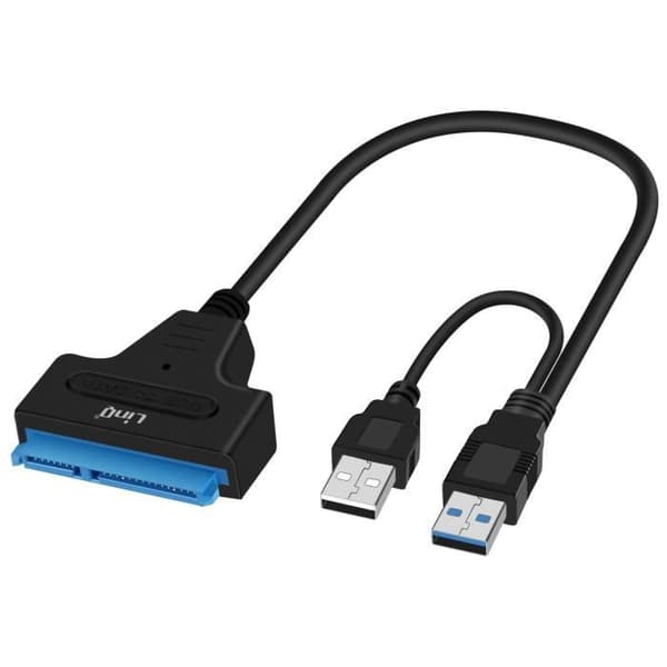 USB 2.0 Adapterkabel - LinQ - SATA/SSD 2.5 tommer - Hastigheder op til 480Mbps - Kompakt design - Sort