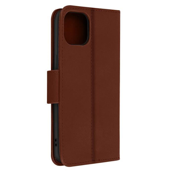 AVIZAR premium läder iPhone 14 fodral - Korthållare, videostödfunktion - Brun kastanj
