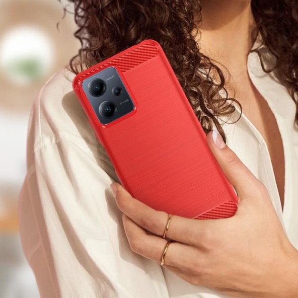 Kotelo Xiaomi Redmi Note 12 5G -vahvistetulle Soft Carbon Harjattu Effect Red