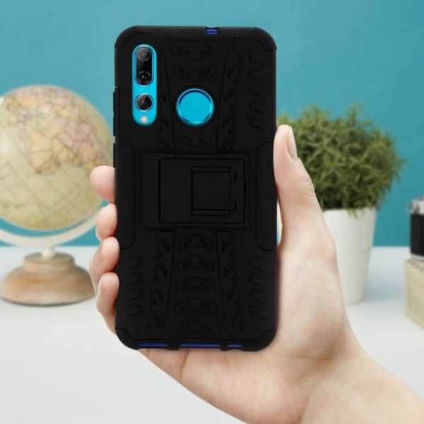 Kotelo - AVIZAR - Huawei P Smart Plus 2019 - Hybridi - Iskunkestävä - Videotuki Musta Svart