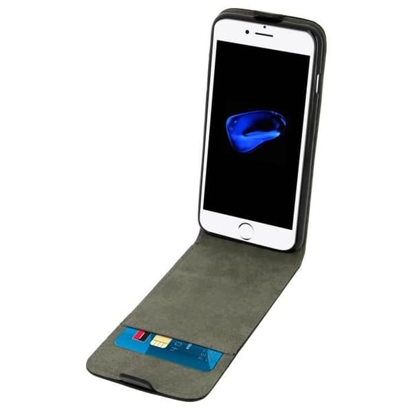 Lompakkoasuste - AVIZAR - iPhone 7/iPhone 8 - Musta - Silikoni - Pystysuora läppä Svart