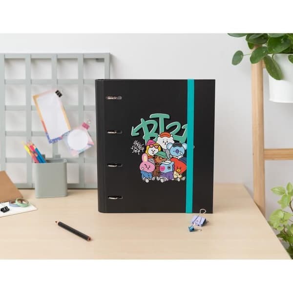Mapper - Bt21 Street Mood - 4 ringe - 32 x 28 cm - Sort farve