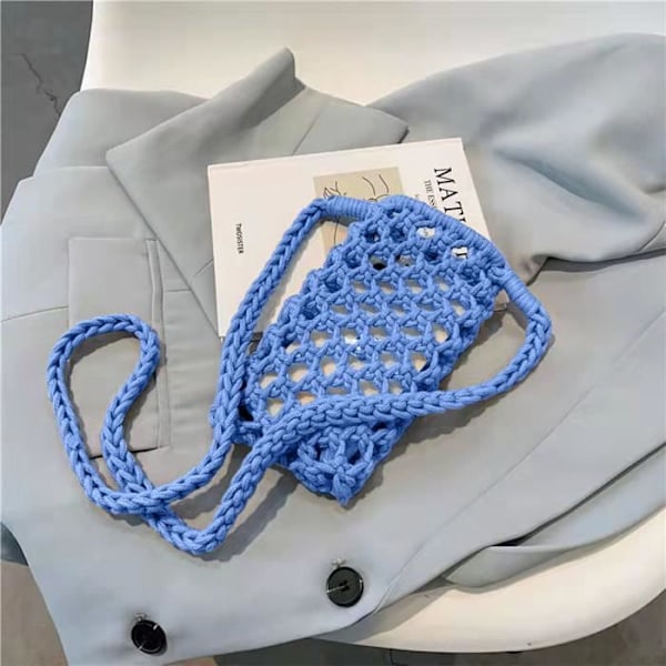 Sokketaske til smartphone i Braided Crochet Series TressBag Blue