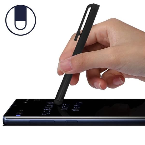 Touch Screen Stylus - AVIZAR - Universal - Blød spids - Integreret klips - Sort