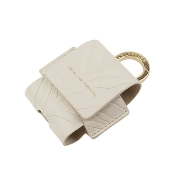 Mini Sac AirPods - IDEAL OF SWEDEN - Malli Flo - Nahka - Beige - Raidallinen kanssa Klipsi Beige