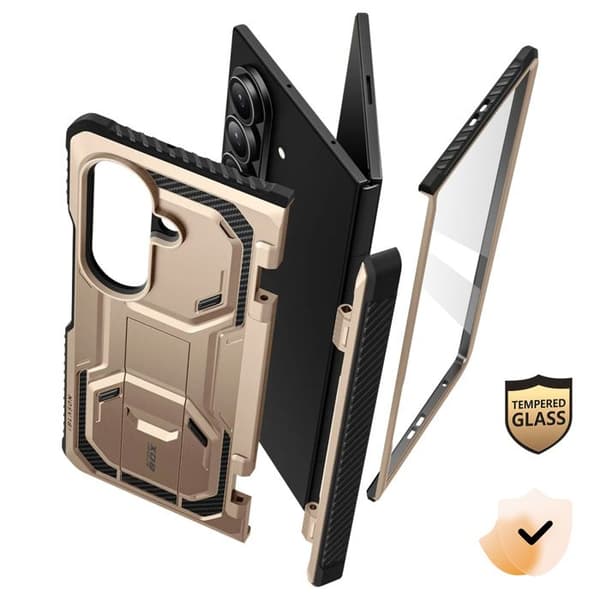 Coque til Galaxy Z Fold 7 Armorbox-kollektion med hærdet glas og I-Blason-stativ i guld Gul