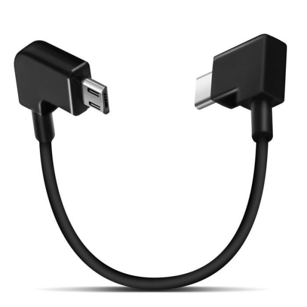 USB typ C till mikro-USB kabel Snabbladdning och synkronisering Vinklad kontakt 30cm Svart