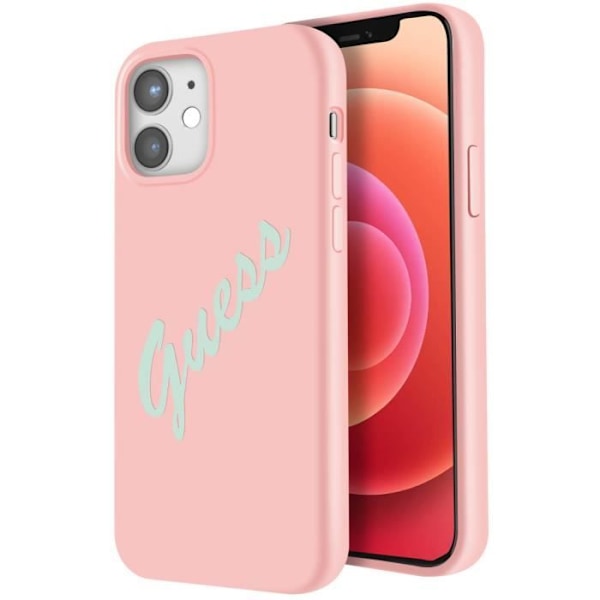 Coque för iPhone 12 och 12 Pro Silikon Vintage Soft Touch Guess Rose Rosa