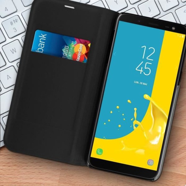 Skal - AVIZAR - Galaxy J6 - Ultratunt - Ekologiskt läder - Fullständigt skydd svart