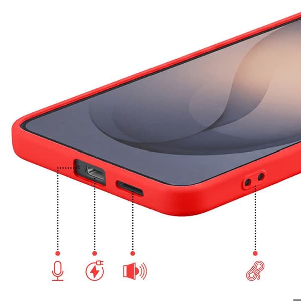 Silicone Soft-Touch-fodral för Galaxy S26 med röd mikrofiberfoder Röd