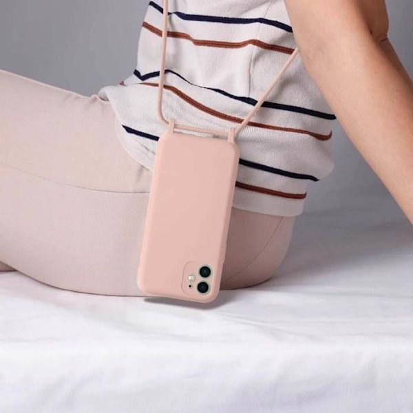 iPhone 11 etui Halvstiv halsrem 80cm Pink - AVIZAR Rosa