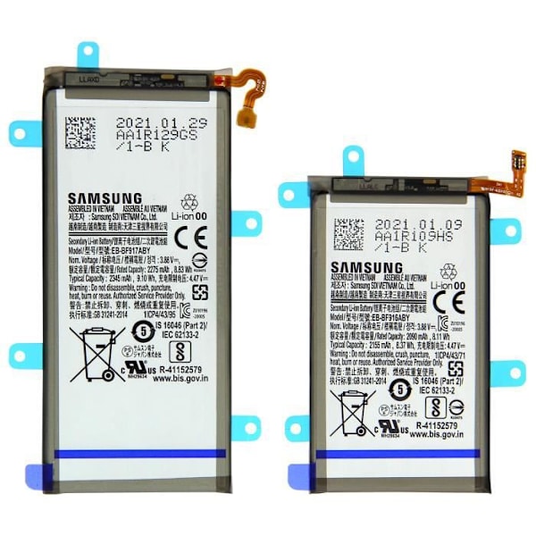 Alkuperäinen Samsung Galaxy Z Fold 2 pää- ja toissijainen sisäinen akku, musta