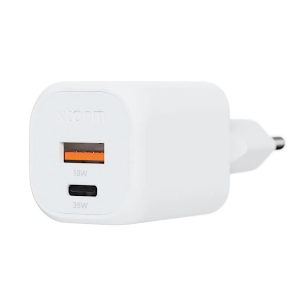 GaN² Sektorladdare 35W USB C + USB Kompaktformat Xtorm Vit Vit