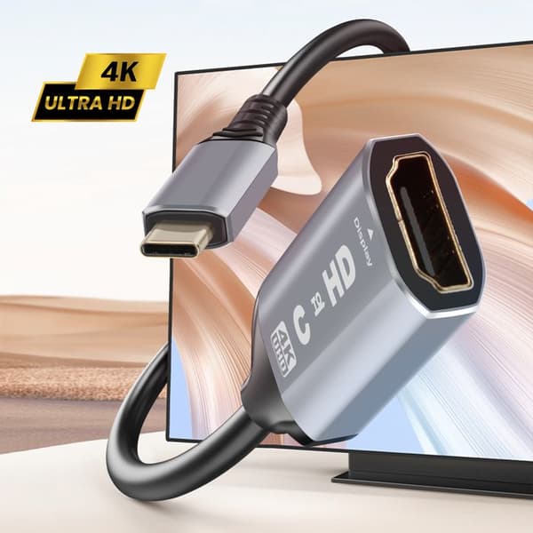 USB C til HDMI videoadapter - LinQ - 4K - Kompakt design - Plug and Play - Sort