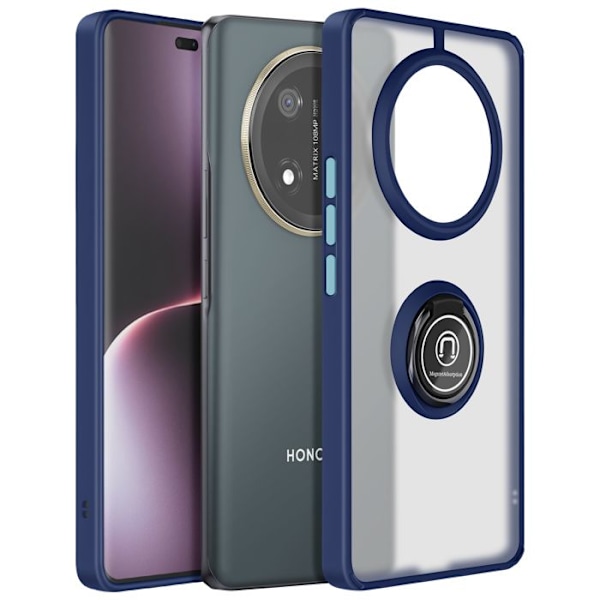 Coque för Honor Magic 7 Lite med Metallring Videostöd Blå Blå
