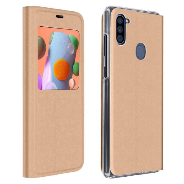 Smartphonefodral - AVIZAR - Samsung A11 / M11 - Heltäckande skydd - Hårda skal - Visningsfönster Guld