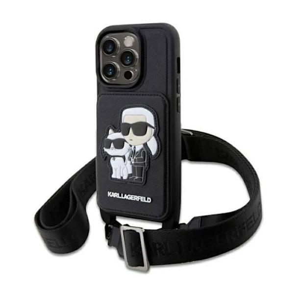 Karl Lagerfeld Crossbody NFT Saffiano Karl -amp Choupette - Etui til iPhone 14 Pro Max (sort) - 3666339123291