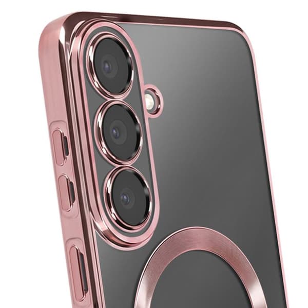MagSafe-skal för Samsung Galaxy S26 FE med chockresistent roséguld kromad kant Roséguld