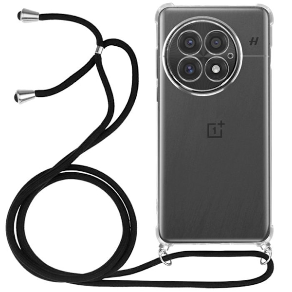 Coque til OnePlus 13 Silikone Antichok med Flettet Snor Gennemsigtig Vit