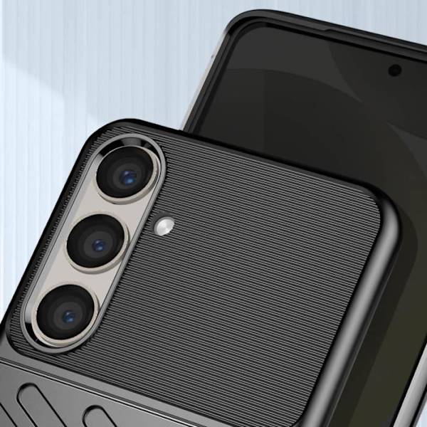 Skyddshölje - AVIZAR - Samsung Galaxy S24 - Ribbad design - Halkskydd - Flexibelt silikon Svart