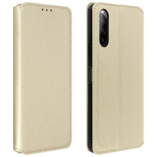 Sony Xperia 10 Cover 2 Flip Card Holder Funktion Tunt och elegant stöd Gult guld