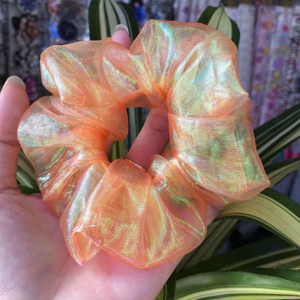 Chouchou Brillant для Волос из Легкой Ткани Корейский Стиль Оранжевый Orange