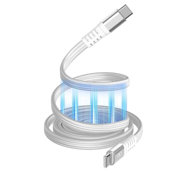 USB-C-kabel - FORCE POWER - Effekt 60W 3A - Förstärkt platt 1.2m - Flätad nylon - Magnetisk förvaring