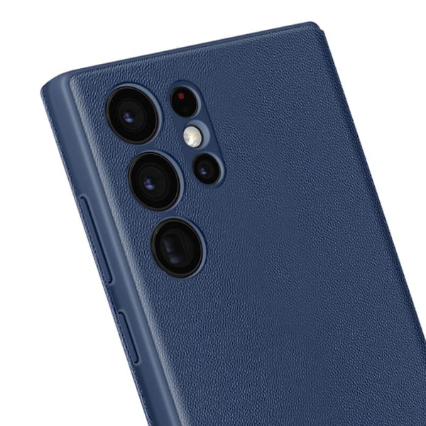 Nahkakotelo Galaxy S22 Ultra Näyttöikkuna Korttipidike Sininen Yö Blå