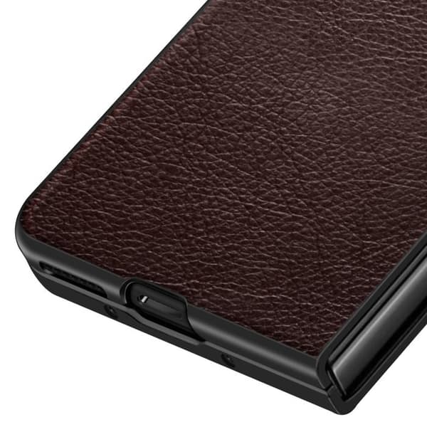 Skal - AVIZAR - Honor Magic V5 - Styv - Texturerad läderlook - Mörkbrun brun