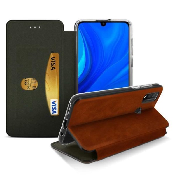 Etui - Huawei - P smart 2020 - Läder av nötkreatur - Videostöd - Kortfäste kastanj