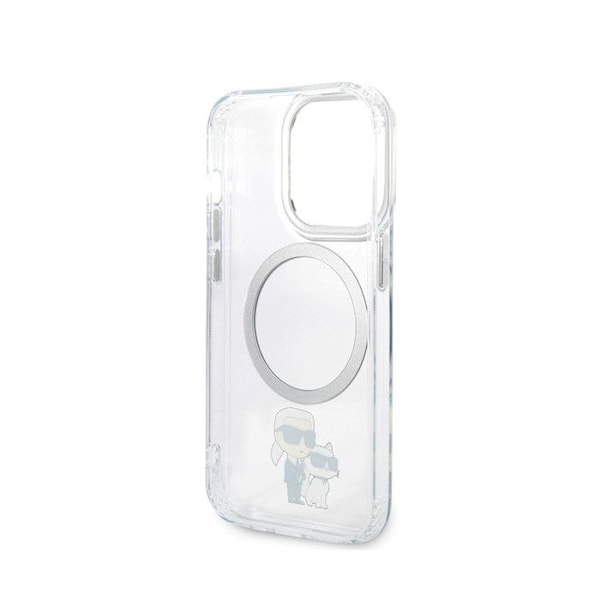 Coque til iPhone 15 Pro Max Med Print af Karl og Choupette Kompatibel med MagSafe Karl Lagerfeld Gennemsigtig Vit