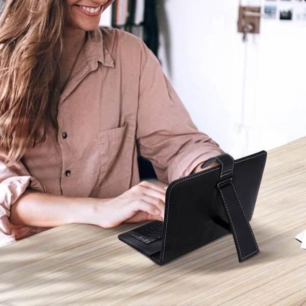 10-tums surfplatta - AVIZAR - USB-C AZERTY-tangentbord - Vikbart stöd - Magnetisk fäste Svart