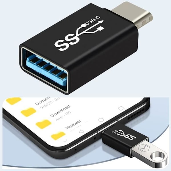 USB C + USB Adapter - AVIZAR - Paket med 4 - Hane Hona OTG - Svart