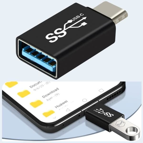 USB C + USB Adapter - AVIZAR - Pakke med 4 - Mand kvinde OTG - Sort