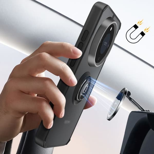 Cover til Honor Magic 8 Lite Beskyttelse i Bi-materiale med Magnetring Sort Svart