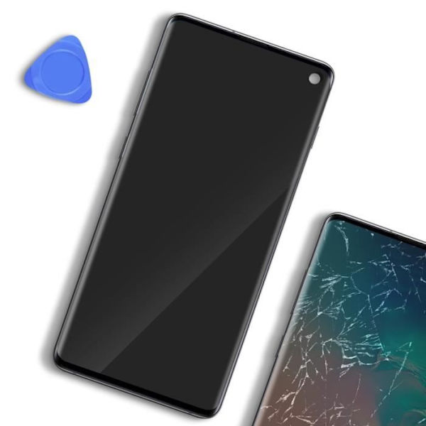Komplet enhed til Samsung Galaxy S10 LCD + Touch Glass + Samsung Silver Chassis Grå