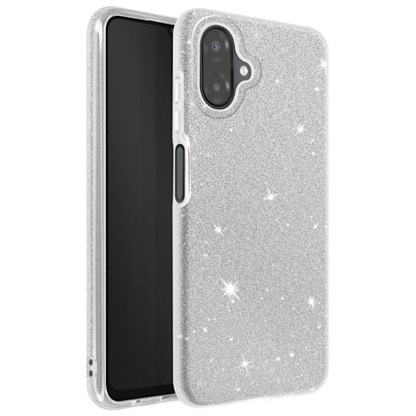 Cover - UNDERRETTE - Galaxy A07 - Bi-Material - Glitrende Sølv - Skærm- og Kamerabeskyttelse Grå