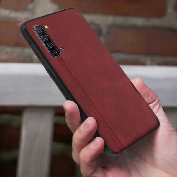 Oppo Find X2 Lite Case Hard Contour Bumper Silikone Læder Effekt Rød