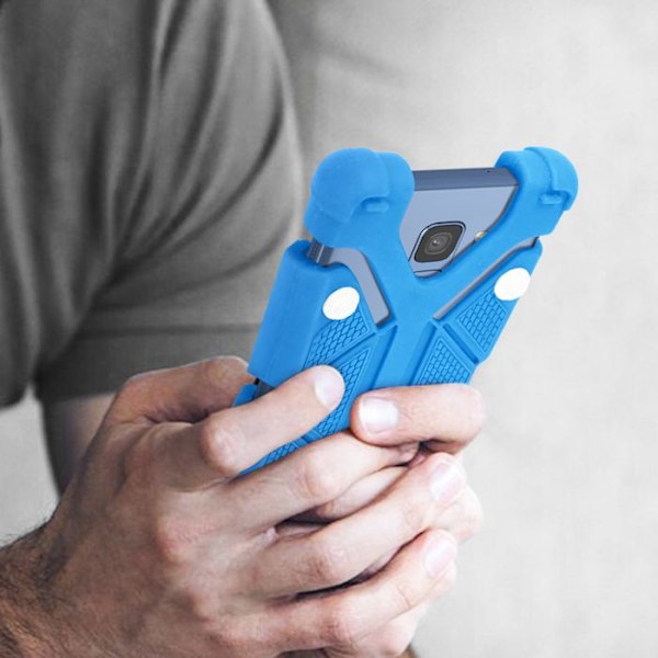 Smartphonefodral 4,7 till 5,3 tum Universal Bumper Silikonblå Stödläge Blå