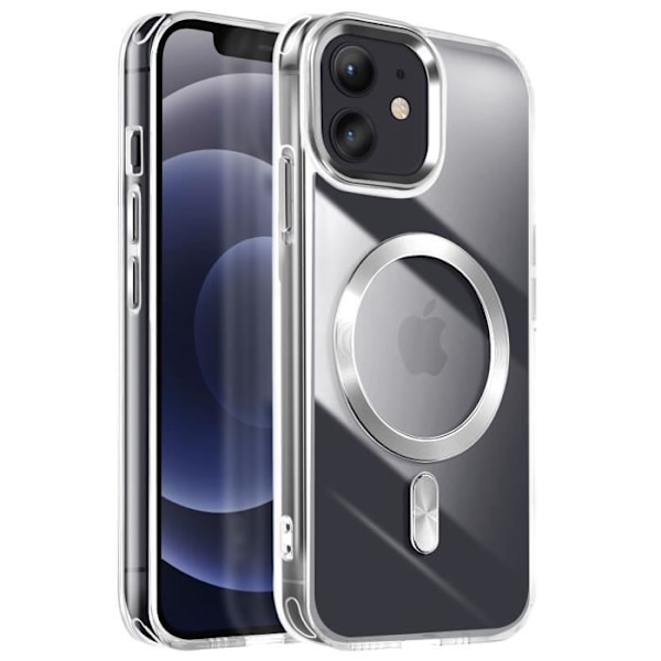 MagSafe-kuori iPhone 12 Pro:lle ja 12:lle, kirkas taustasuoja hopeavärissä Grå