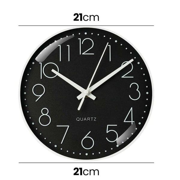 Seinäkello - AVIZAR - 21 cm - Musta - Metallireunus - Hiljainen Sort