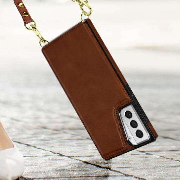 Samsung Galaxy S21 Plus multifunktionsnøgletaske med brun lanyard brun