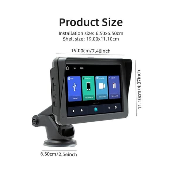 7" Berøringsskærm - CarPlay - Android Auto - GPS - Bluetooth 5.0 - Solskærm