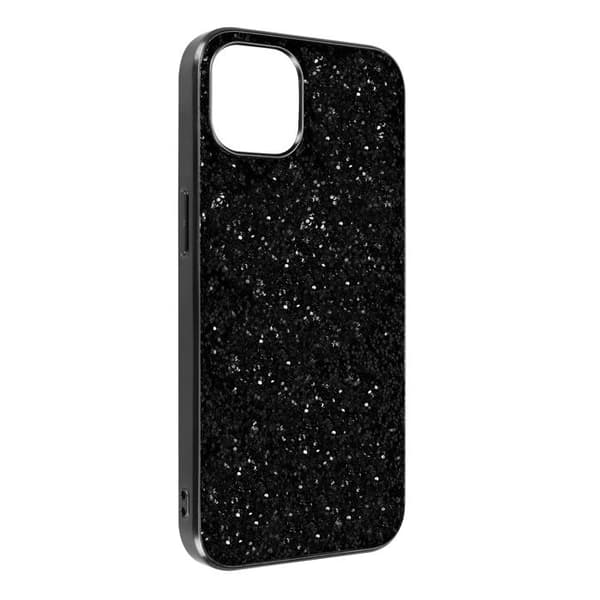 iPhone 13 Case Glitter Design Stiv Anti-Slip Relief Finish Sort Svart