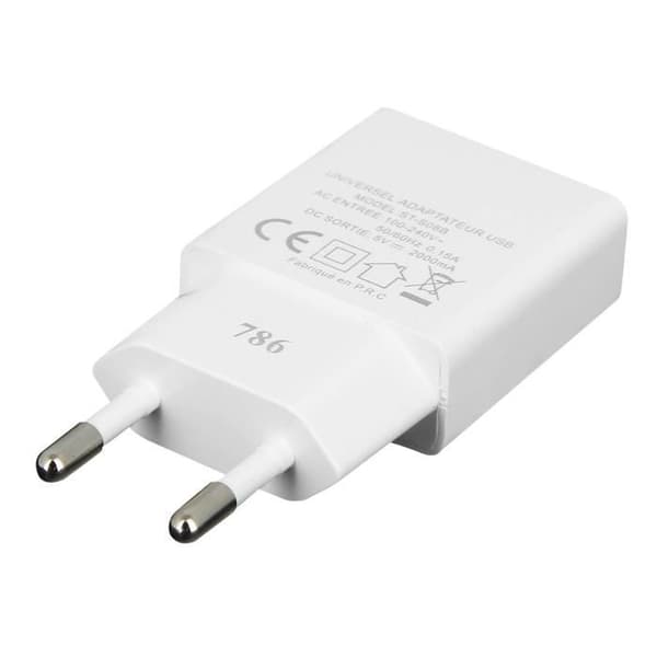 USB-väggladdare - Universell - 2.1A - USB typ C-kabel - Snabbladdning - Vit Vit